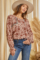 Rust Floral Embroidered Top