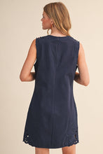 Load image into Gallery viewer, Navy Cutout Shift Dress
