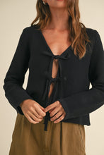 Load image into Gallery viewer, Black Tie Front Cardi
