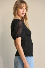 Load image into Gallery viewer, Black Textured Puff Sleeve Top
