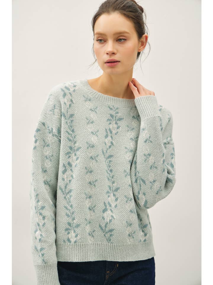 Sage Floral Sweater
