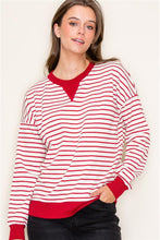 Load image into Gallery viewer, Ivory + Red Striped Top
