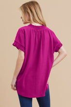 Load image into Gallery viewer, Magenta Ruffle Trim Top

