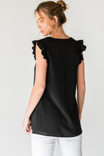 Load image into Gallery viewer, Black V-Neck Ruffle Sleeve Top
