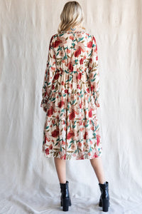 Ivory Floral Midi Dress