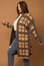 Load image into Gallery viewer, Taupe Houndstooth Cardi - Plus

