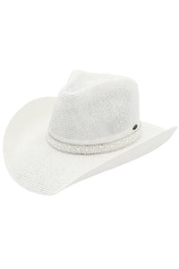 White Pearl + Rhinestone Cowboy Hat