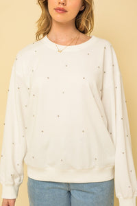 White Rhinestone Sweatshirt