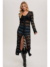 Load image into Gallery viewer, Black Crochet Maxi Cardigan
