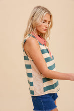 Load image into Gallery viewer, Hem + Thread Peach + Green Paisley Stripe Tank
