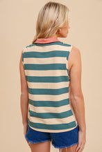 Load image into Gallery viewer, Hem + Thread Peach + Green Paisley Stripe Tank
