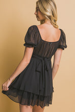 Load image into Gallery viewer, Black Tie Back Layered Dress
