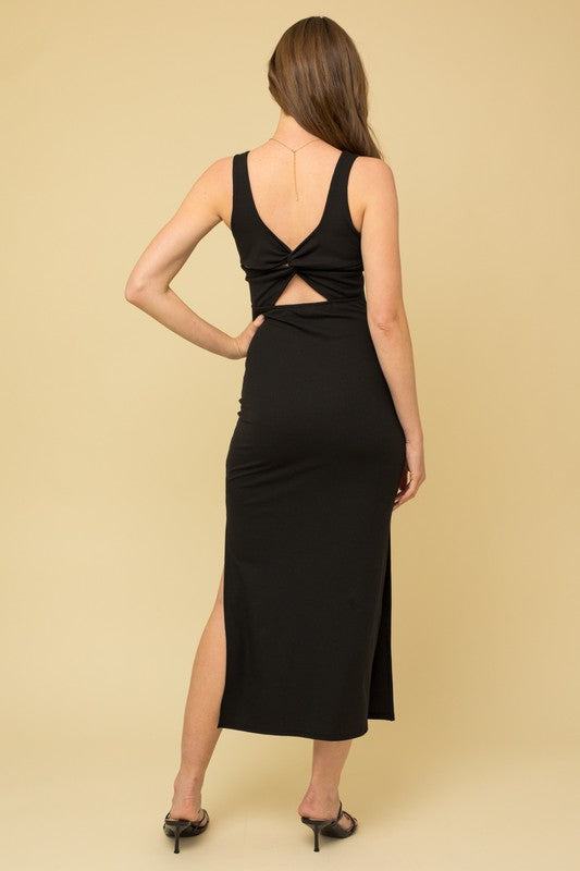 Black Back Twist Cutout Dress