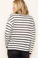 Load image into Gallery viewer, B+W Stripe Pointelle Sweater
