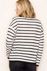 B+W Stripe Pointelle Sweater