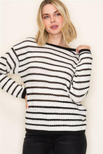 Load image into Gallery viewer, B+W Stripe Pointelle Sweater
