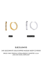 Load image into Gallery viewer, CZ Dipped Gold Hug Hoop

