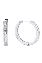 Load image into Gallery viewer, CZ Dipped White Gold Hug Hoop
