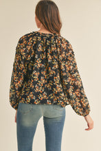 Load image into Gallery viewer, Black Floral Swiss Dot Top
