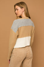 Load image into Gallery viewer, Taupe + Grey Blocked Sweater
