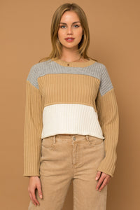 Taupe + Grey Blocked Sweater