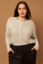 Load image into Gallery viewer, Ivory + Grey Henley - Plus

