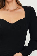 Load image into Gallery viewer, Black Sweetheart Knit Top
