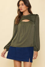 Load image into Gallery viewer, Satin Olive Cutout Top
