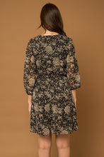 Load image into Gallery viewer, Black + Ivory Abstract Floral Dress
