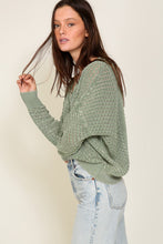Load image into Gallery viewer, Sage Washed Open Knit Sweater
