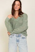 Load image into Gallery viewer, Sage Washed Open Knit Sweater
