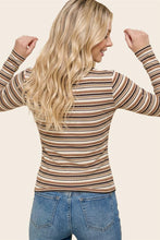 Load image into Gallery viewer, Camel + Ivory Stripe Ribbed Top

