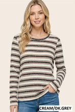 Load image into Gallery viewer, Cream + Dark Grey Hacci Stripe Top
