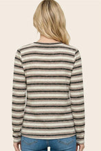 Load image into Gallery viewer, Cream + Dark Grey Hacci Stripe Top
