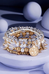 Ivory + Gold Coin Charm Bracelet