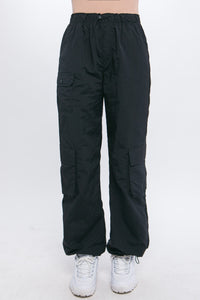 Black Cargo Parachute Pants
