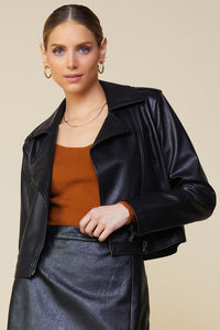 Sleek Faux Leather Jacket