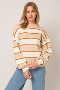 Peach + Cream Striped Sweater