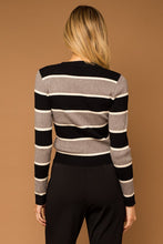 Load image into Gallery viewer, Black + Grey Thick Striped Sweater

