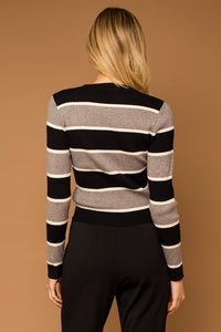 Black + Grey Thick Striped Sweater