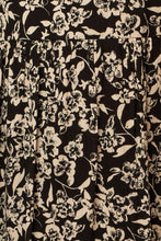 Load image into Gallery viewer, Black + Ivory Floral Smock Back Dress
