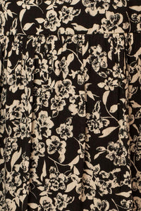 Black + Ivory Floral Smock Back Dress