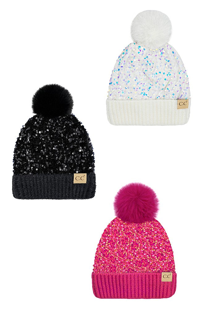 CC Sequin Pom Hat - Kids