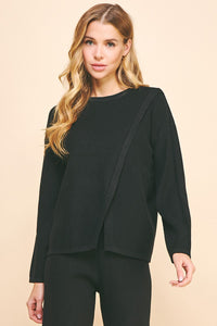 Black Front Slit Sweater