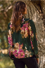 Load image into Gallery viewer, Hunter Green Floral Blouse
