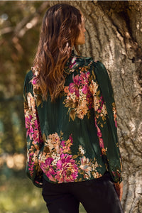Hunter Green Floral Blouse