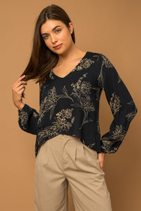 Midnight + Taupe Floral Top
