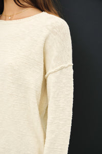 Raw Hem Natural Cotton Sweater