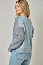 Load image into Gallery viewer, Blue Stitched Blocked Sweater
