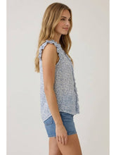 Load image into Gallery viewer, Blue Floral Ruffle Top
